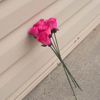Pink/Hot Pink Half Open Roses 6-Pack - The Original Wooden Rose