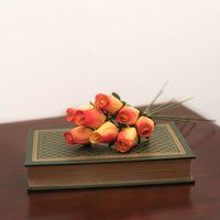 Yellow/Red Closed Bud Roses 8-Pack - The Original Wooden Rose