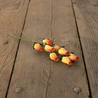 Yellow/Burgundy Closed Bud Roses 8-Pack - The Original Wooden Rose
