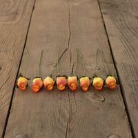 Yellow/Burgundy Closed Bud Roses 8-Pack - The Original Wooden Rose