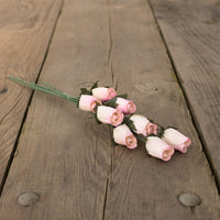 White/Lavender Closed Bud Roses 8-Pack - The Original Wooden Rose