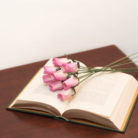 White/Violet Closed Bud Roses 8-Pack - The Original Wooden Rose