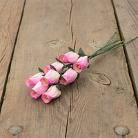 White/Violet Closed Bud Roses 8-Pack - The Original Wooden Rose