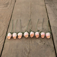 White/Pink Closed Bud Roses 8-Pack - The Original Wooden Rose