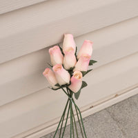 White/Pink Closed Bud Roses 8-Pack - The Original Wooden Rose