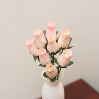 White/Pink Closed Bud Roses 8-Pack - The Original Wooden Rose