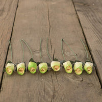 Green/White Closed Bud Roses 8-Pack - The Original Wooden Rose