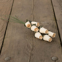 White Closed Bud Roses 8-Pack - The Original Wooden Rose