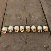 White Closed Bud Roses 8-Pack - The Original Wooden Rose