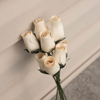 White Closed Bud Roses 8-Pack - The Original Wooden Rose