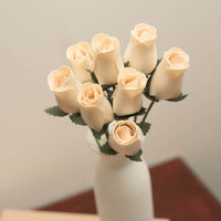White Closed Bud Roses 8-Pack - The Original Wooden Rose