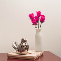 Hot Pink Half Open Roses 6-Pack - The Original Wooden Rose