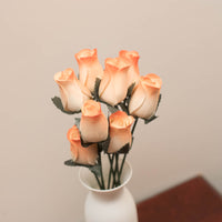 White/Orange Closed Bud Roses 8-Pack - The Original Wooden Rose