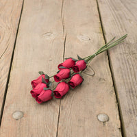 Burgundy Closed Bud Roses 8-Pack - The Original Wooden Rose