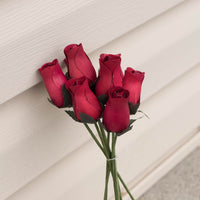 Burgundy Closed Bud Roses 8-Pack - The Original Wooden Rose