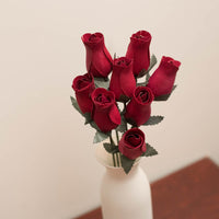 Burgundy Closed Bud Roses 8-Pack - The Original Wooden Rose
