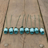Light Blue Closed Bud Roses 8-Pack - The Original Wooden Rose
