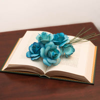 Blue/Dark Blue Fully Open Roses 6-Pack - The Original Wooden Rose