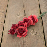 Red/Black Fully Open Roses 6-Pack - The Original Wooden Rose