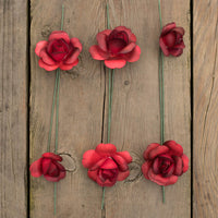 Red/Black Fully Open Roses 6-Pack - The Original Wooden Rose