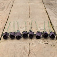 Black Closed Bud Roses 8-Pack - The Original Wooden Rose