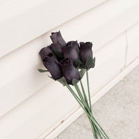 Black Closed Bud Roses 8-Pack - The Original Wooden Rose