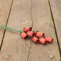 Chestnut Closed Bud Roses 8-Pack - The Original Wooden Rose