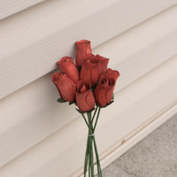 Chestnut Closed Bud Roses 8-Pack - The Original Wooden Rose