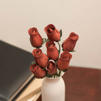 Chestnut Closed Bud Roses 8-Pack - The Original Wooden Rose