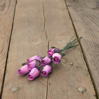 Lavender Closed Bud Roses 8-Pack - The Original Wooden Rose