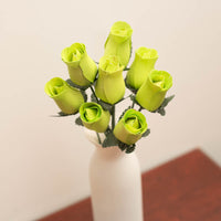 Light Green Closed Bud Roses 8-Pack - The Original Wooden Rose