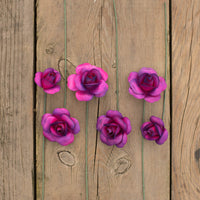 Hot Pink/Purple Fully Open Roses 6-Pack - The Original Wooden Rose