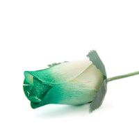 White/Dark Green Closed Bud Roses 8-Pack - The Original Wooden Rose