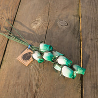 White/Dark Green Closed Bud Roses 8-Pack - The Original Wooden Rose