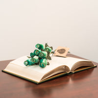 White/Dark Green Closed Bud Roses 8-Pack - The Original Wooden Rose