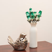 White/Dark Green Closed Bud Roses 8-Pack - The Original Wooden Rose