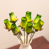Green/Dark Green Closed Bud Roses 8-Pack - The Original Wooden Rose