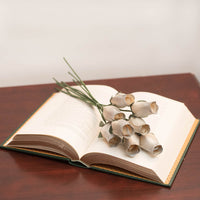 White/Silver Closed Bud Roses 8-Pack - The Original Wooden Rose