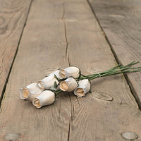 White/Silver Closed Bud Roses 8-Pack - The Original Wooden Rose