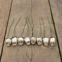 White/Silver Closed Bud Roses 8-Pack - The Original Wooden Rose