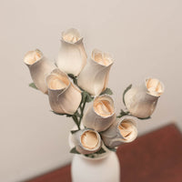 White/Silver Closed Bud Roses 8-Pack - The Original Wooden Rose