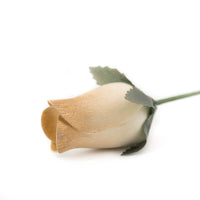 White/Gold Closed Bud Roses 8-Pack - The Original Wooden Rose