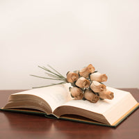 White/Gold Closed Bud Roses 8-Pack - The Original Wooden Rose