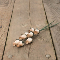 White/Gold Closed Bud Roses 8-Pack - The Original Wooden Rose