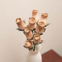 White/Gold Closed Bud Roses 8-Pack - The Original Wooden Rose