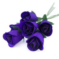 Purple Half Open Roses 6-Pack - The Original Wooden Rose