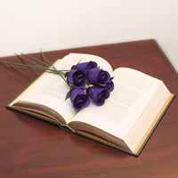 Purple Half Open Roses 6-Pack - The Original Wooden Rose