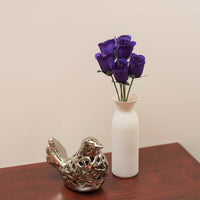 Purple Half Open Roses 6-Pack - The Original Wooden Rose