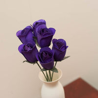 Purple Half Open Roses 6-Pack - The Original Wooden Rose