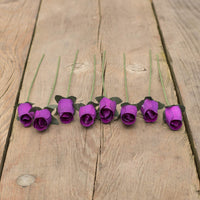 Violet Closed Bud Roses 8-Pack - The Original Wooden Rose